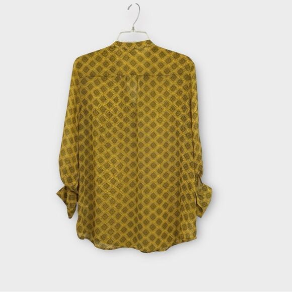 KUT Button Down Chiffon Blouse In Geometric Print Women’s Size L - Picture 3 of 5